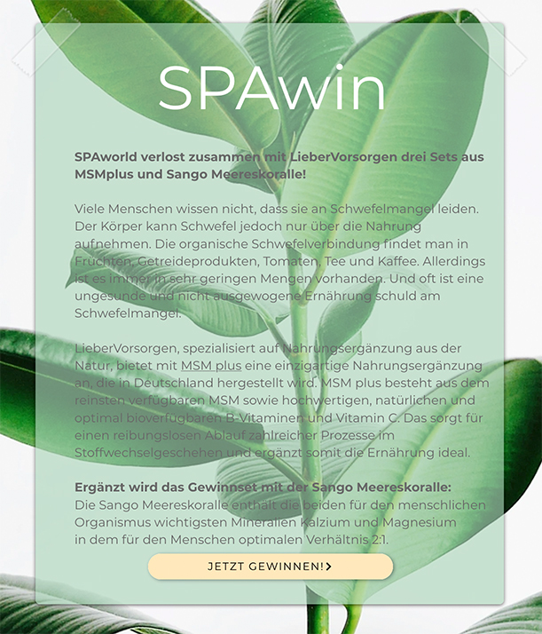 Gewinnspiel LieberVorsorgen MSM und Sango Koralle
